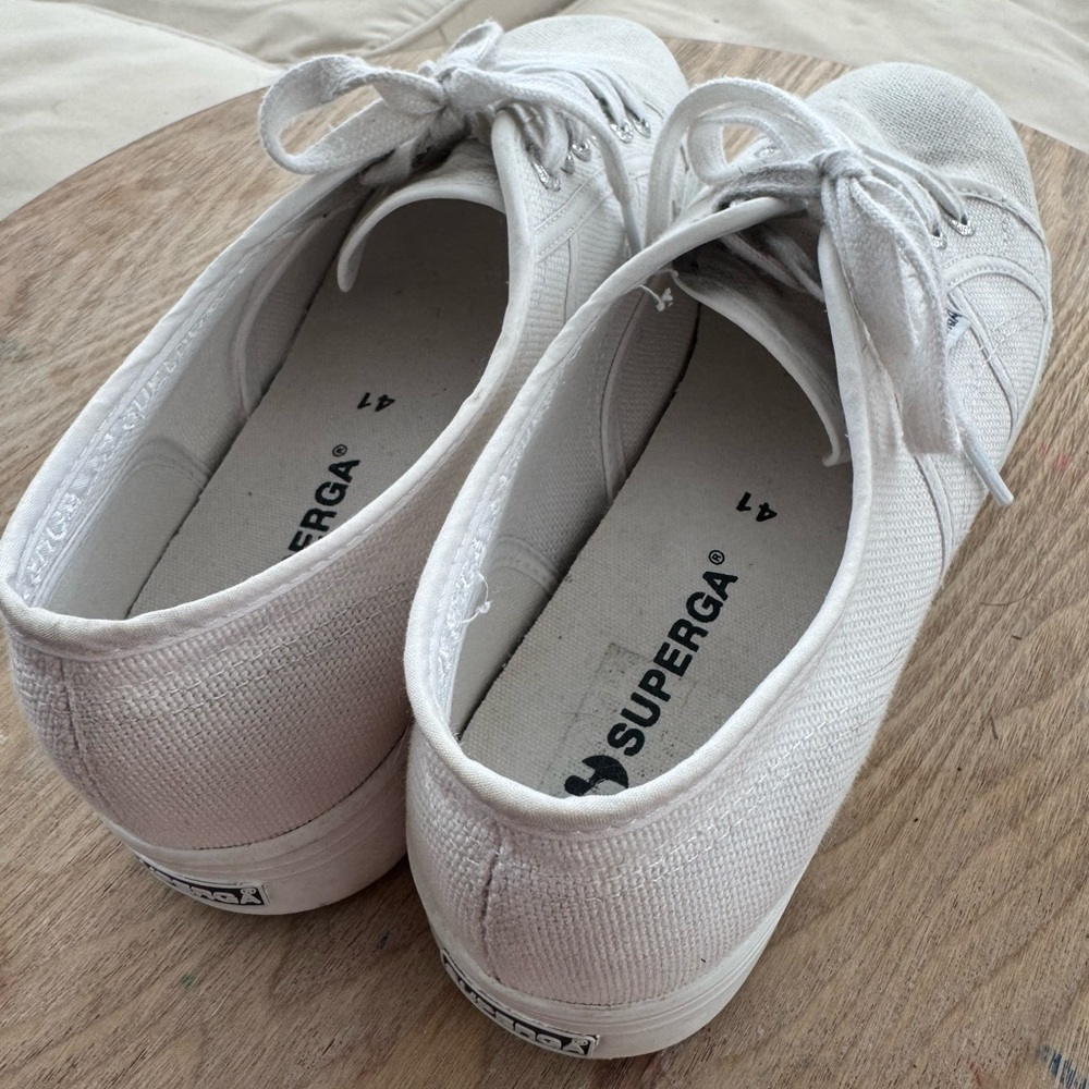 SUPERGA White Platform Sneakers Womens Size 41 - Picture 6 of 9